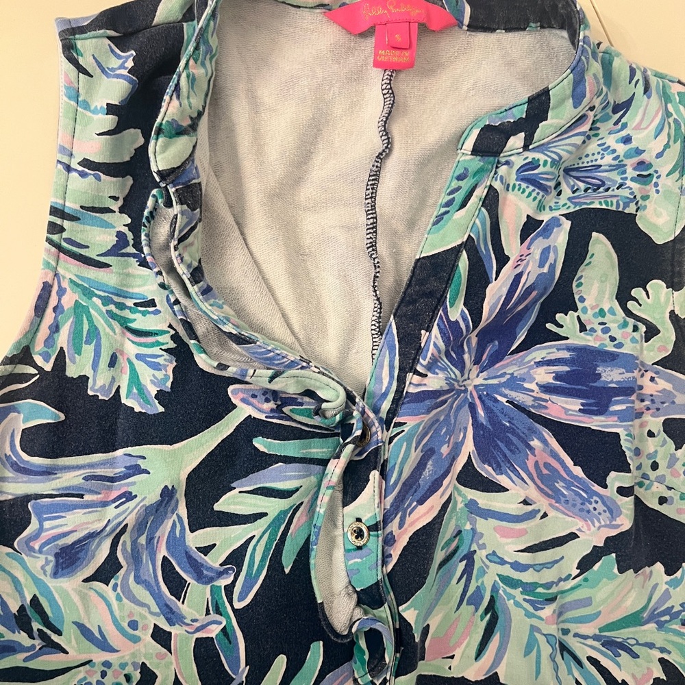 Lilly Pulitzer Blue and Green Floral Midi Dress